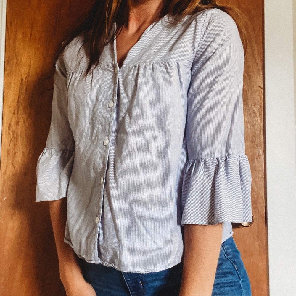 Madewell button up bell sleeve